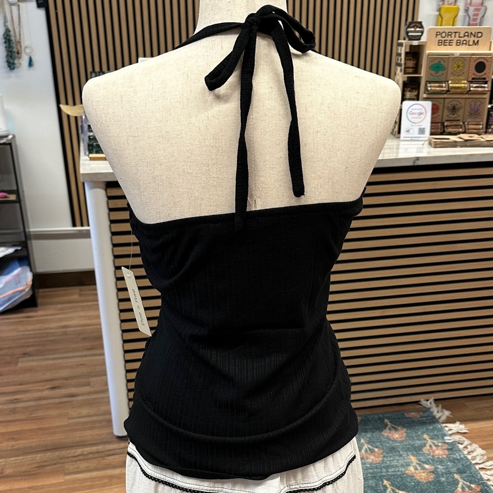 Doe & Rae Black Ribbed Halter Top - Picture 4 of 7